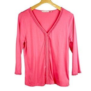 Soft Surroundings Zoey Lace Trim Tee Shirt Size Medium